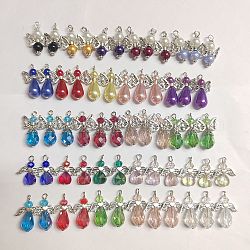 CHGCRAFT 60pcs 5 Style Angel Wing Charm Electroplate Glass Angel Wing Charms Colorful Angel Wing Pendant Beads for Necklace Bracelet Earring Keychain Jewellery Making 0.86inch 1.14inch
