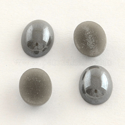 Cabochons de verre opaque plaqué nacré, ovale, grises , 6x4x2mm