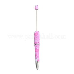Тема Дня святого Валентина с сердечком из пластика с железной шариковой ручкой, бисерная ручка, для индивидуальной ручки с ювелирными бусинами, розовый жемчуг, 147x11.5 мм