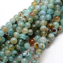 Chapelets de perles rondes en agate naturelle teintée, Aqua, 10mm, Trou: 1mm, Environ 38 pcs/chapelet, 14.5 pouce