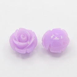 Synthetic Coral 3D Flower Rose Beads, Dyed, Lilac, 10x8mm, Hole: 1mm