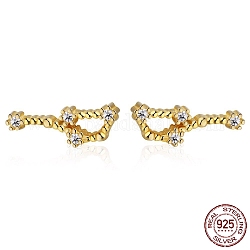 Boucles d'oreilles à clous constellation en zircone cubique, boucles d'oreilles dorées 925 en argent sterling, gemini, 9x5mm