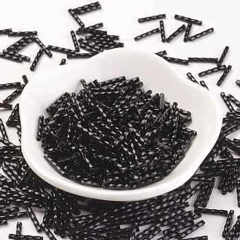 MGB Matsuno Glass Beads, Japanese Seed Beads, Opaque Twisted Bugle Beads, Glass Round Hole Seed Beads, Black, 6x2~2.3mm, Hole: 0.8mm, about 450pcs/20g