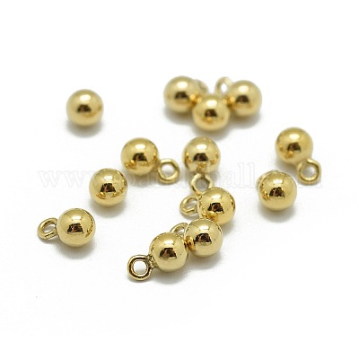 Yellow Gold Filled Charms, 1/20 14K Gold Filled, Cadmium Free & Nickel Free  & Lead Free, Ball, 4.7x3mm, Hole: 0.8mm