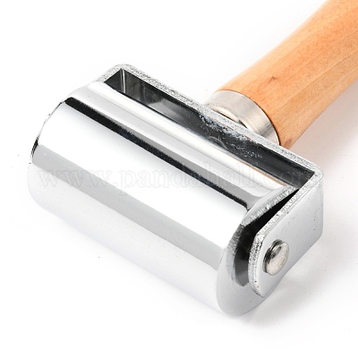 Rullo in pelle, rullo per bordi in pelle con manico in legno per strumento di laminazione con colla per cuoio(60mm