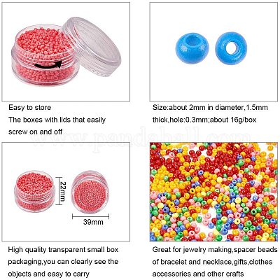 Feildoo 3900Pcs Glass Seed Beads, 6 Colors 2mm 10/0 Bracelet Beads Set,  Assorted Glass Beads with 6 Grid Round Plastic Storage Box, Small Round  Beads for Jewelry Making 