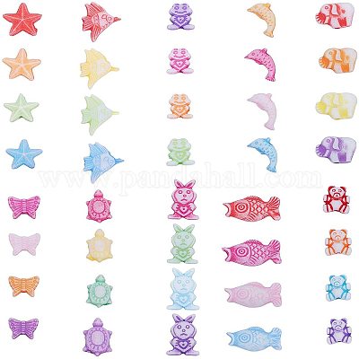 PH PandaHall 400pcs Butterfly Beads, 8 Colors Transparent Animal