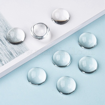 Transparent halbrund Glas Cabochons&nbsp;GGLA-R027-25mm-1