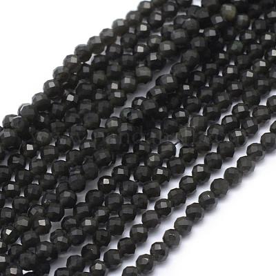 Natürlicher Obsidian-Perlenstrang&nbsp;G-E411-33-3mm-1