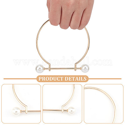 WADORN 2pcs Metal Purse Handles, Semicircle Handbag Handle Frame