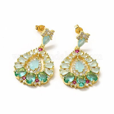 Orecchini Pendenti In Argento 925 Placcato Oro 14K Con Gemma Naturale – Design A Goccia Fatto A Mano