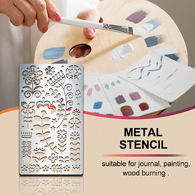 Metal Stencils Journal Stencil Template for Wood Carving Drawings and Woodburning Engraving and Scrapbooking Project