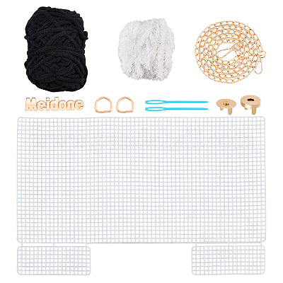 CHGCRAFT Plastic Mesh Canvas Sheets Bag Set DIY Knitting Crochet Bags Kit  Clear Cross Stitch Mesh Plastic with Knitting Needle for Crafting Knit