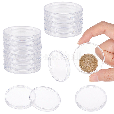 CHGCRAFT 50Pcs Plastic Silver Dollar Coin Holder for Collectors 40.6mm  Silver Bar Round Coin Bags Covers with Storage Organizer Case Box for  Silver