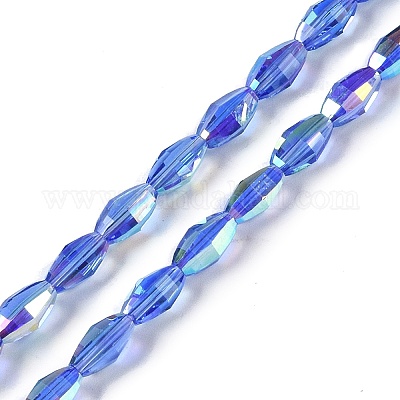 Chapelets de perles en verre électroplaqué&nbsp;GLAA-Q101-03B-AB04-1