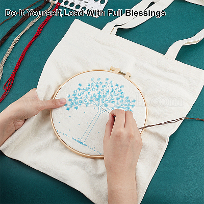 Shop WADORN DIY Canvas Bag Embroidery Kit with Flower Pattern for