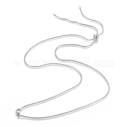 Adjustable 304 Stainless Steel Slider Necklaces MAK-L026-06A-P-1