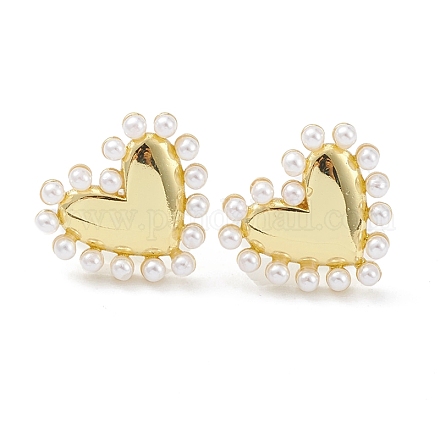 Heart Rack Plating Brass Stud Earrings for Women EJEW-K245-13G-1