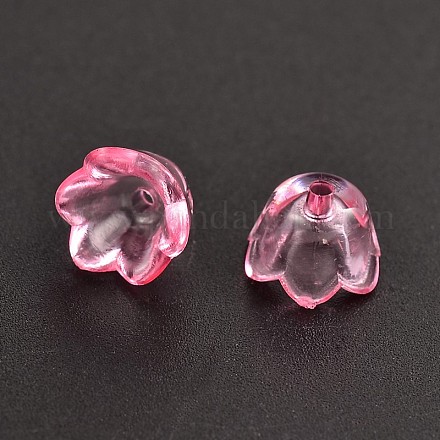 Розовый окрашенные прозрачные акриловые цветочные бусины X-PL548-10-1