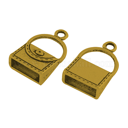 チベットのスタイル合金のハンドバッグのコードが終了  鉛フリー＆カドミウムフリー  アンティーク黄金  21x8x5mm  穴：2mm TIBEP-16666-AG-RS-1