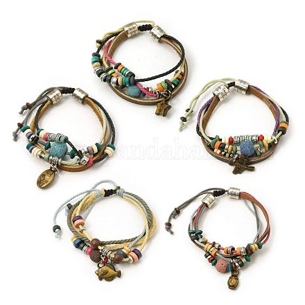 Cadeaux pour hommes bracelets de perles de pierre de lave de la saint valentin BJEW-D264-M-1