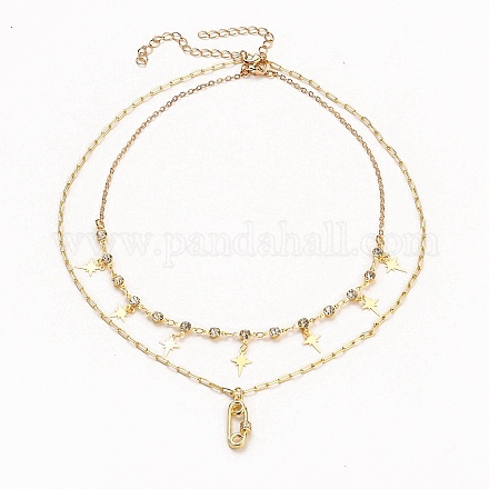 Star & Safety Pin Shape Pendant Necklaces Sets NJEW-JN03137-01-1