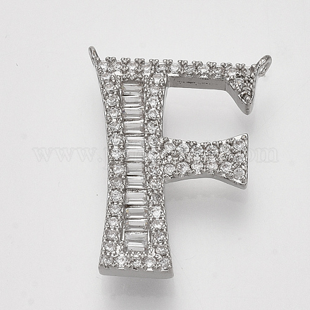 Real Platinum Plated Brass Pendants ZIRC-Q022-040P-F-NF-1