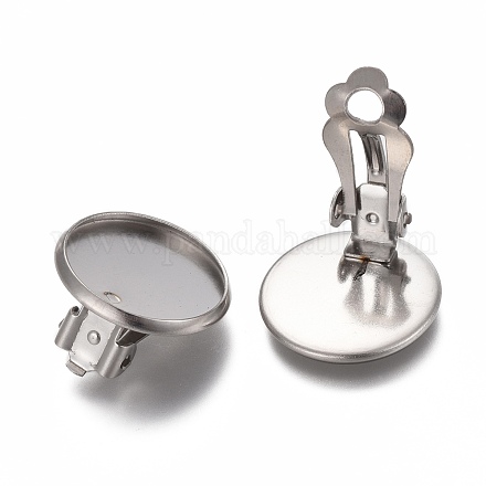 304 Stainless Steel Clip-on Earring Setting STAS-P249-23A-P-1