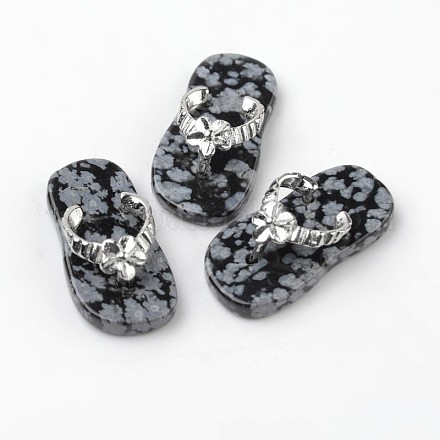 Slippers Natural Snowflake Obsidian Pendants G-L455-C04-1