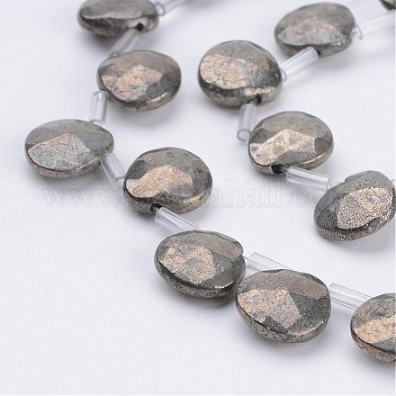 Natural Pyrite Beads Strands G-N0306-02-1