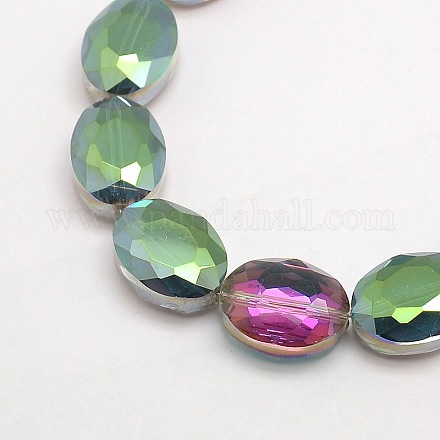 Faceted Electroplate Crystal Glass Oval Beads Strands EGLA-F058B-09-1
