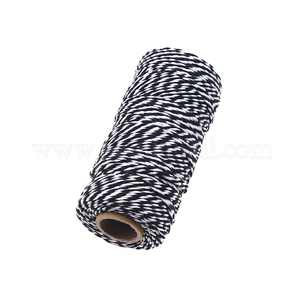工芸品の編み物用の綿糸  ブラック  2mm  約109.36ヤード（100m）/ロール KNIT-PW0001-02C-1
