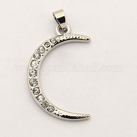 Trendy Necklace Findings Alloy Crystal Rhinestone Moon Crescent Pendants RB-M011-02P-1