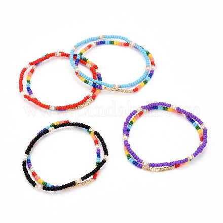 Perles de rocaille de verre étirer bracelets BJEW-JB06294-1