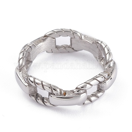 ユニセックス304ステンレススチールフィンガー指輪  ワイドバンドリング  カーブチェーン形状  ステンレス鋼色  usサイズ7（17.3mm）  6.5mm RJEW-K233-03B-P-1