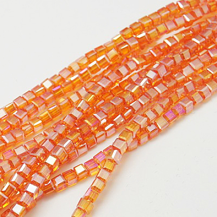 Electroplate Glass Beads Strands EGLA-D018-8x8mm-51-1