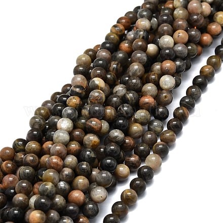 Brins de perles de sunstone noirs naturels G-E576-01B-1