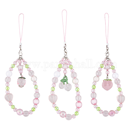 Sangles mobiles en perles acryliques HJEW-AB00038-1