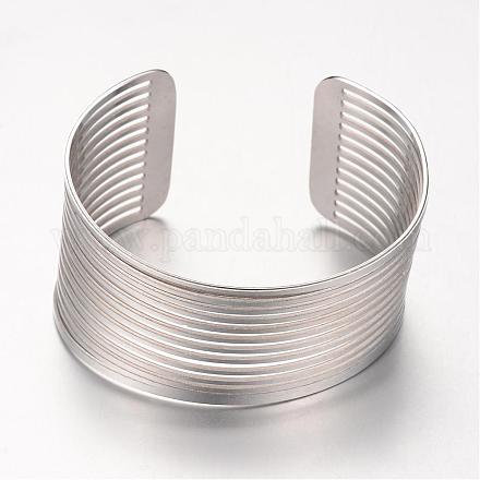 304 Stainless Steel Filigree Cuff Bangles STAS-S060-05-1