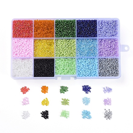 15 couleurs 12/0 perles de rocaille en verre SEED-X0052-04-2mm-1