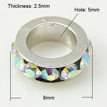 Abalorios de latón Diamante de imitación espaciador RB-H253-8x2.5mm-28-1