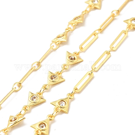 Rack Plating Brass Triangle & Paperclip Chains CHC-C025-09G-1
