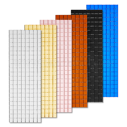 SUPERFINDINGS 6 Sheet Self-Adhesive Acrylic Mosaic Tiles 6 Colors Small Square Mirrors Mosaic Sheets Mini Size Mirror Mosaic Sticker for DIY Craft Bucket Hat Disco Ball Party Indoor Decoration 8784pcs DIY-FH0005-13-1
