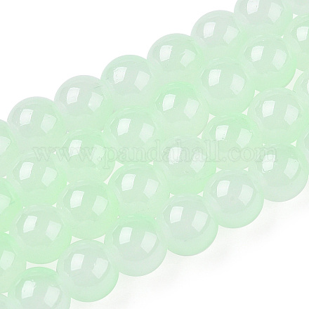 Выпечки окрашены имитация нефрита стекловолокна круглый шарик DGLA-N003-10mm-08-1-1