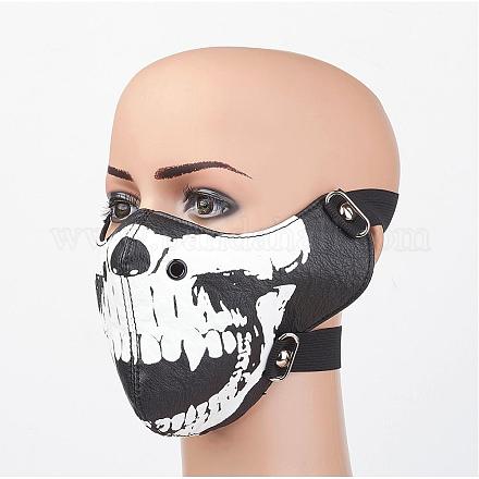 Punk Rock Style PU Leather Mouth Cover AJEW-D038-08-1