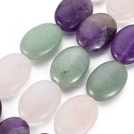 Brins de perles d'aventurine verte naturelle et de quartz rose et d'améthyste G-S359-353-1