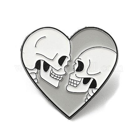 Эмалированная булавка в виде сердца с черепом любовника JEWB-B006-05E-1