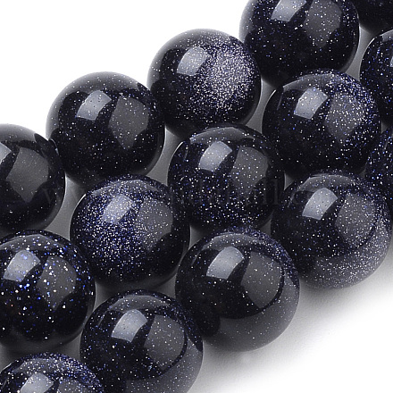 Synthetic Blue Goldstone Beads Strands G-S259-41-14mm-1