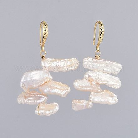 Pendientes colgantes de perlas keshi de perlas barrocas naturales EJEW-JE03416-1