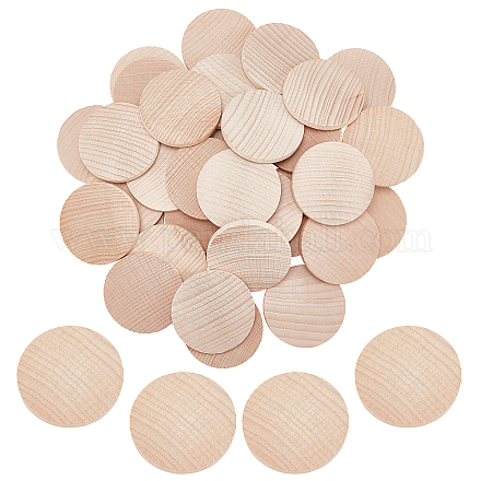 Pandahall elite 40 pz pezzi rotondi in legno di faggio grezzo WOOD-PH0009-48-1